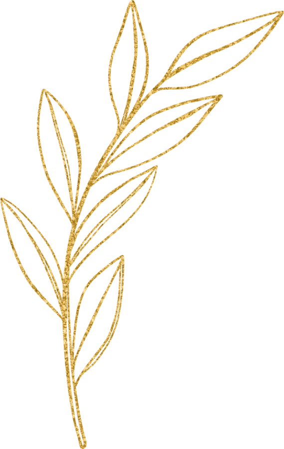 Gold Leaves Line Art